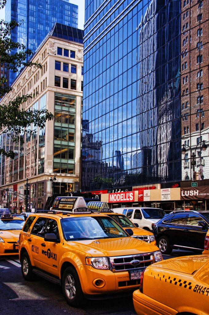 new york, manhattan, taxi, city, road, skyscraper, glass, big apple, architecture, manhattan, taxi, taxi, taxi, taxi, taxi